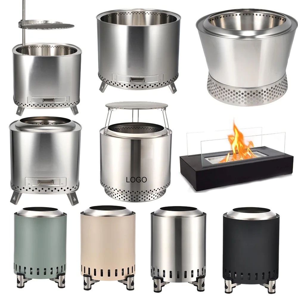 304 Stainless Steel Smokeless Fire Pit Secondary Combustion Wood Stove for Outdoor Backyard Camping Barbecue Laboratory Use