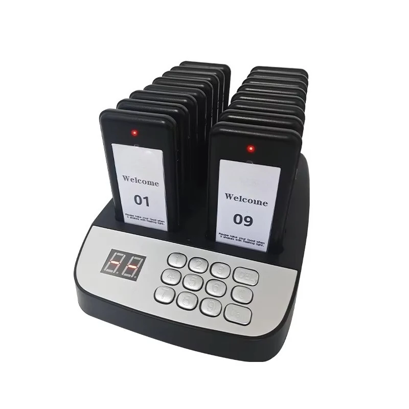 Wireless Restaurant Pager 16 Queue Paging System Calling System for Coffee Cafe Dessert Shop Food Truck Court
