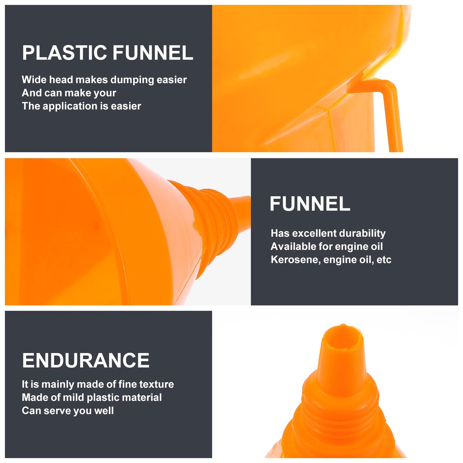 

6pcs Filler Funnel Automotive Engine Oil ABS Wide Mouth Fuel Plastic Durable Thick Design Easy Application Motorcycle