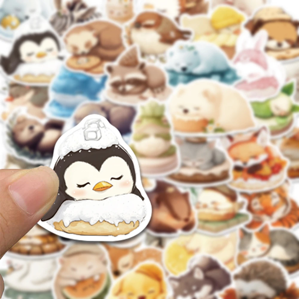 50pc Sleeping Animal Stickers, Cute Decorative Stickers Suitable for Mobile Phones, Laptops, Computers, Waterproof Stickers