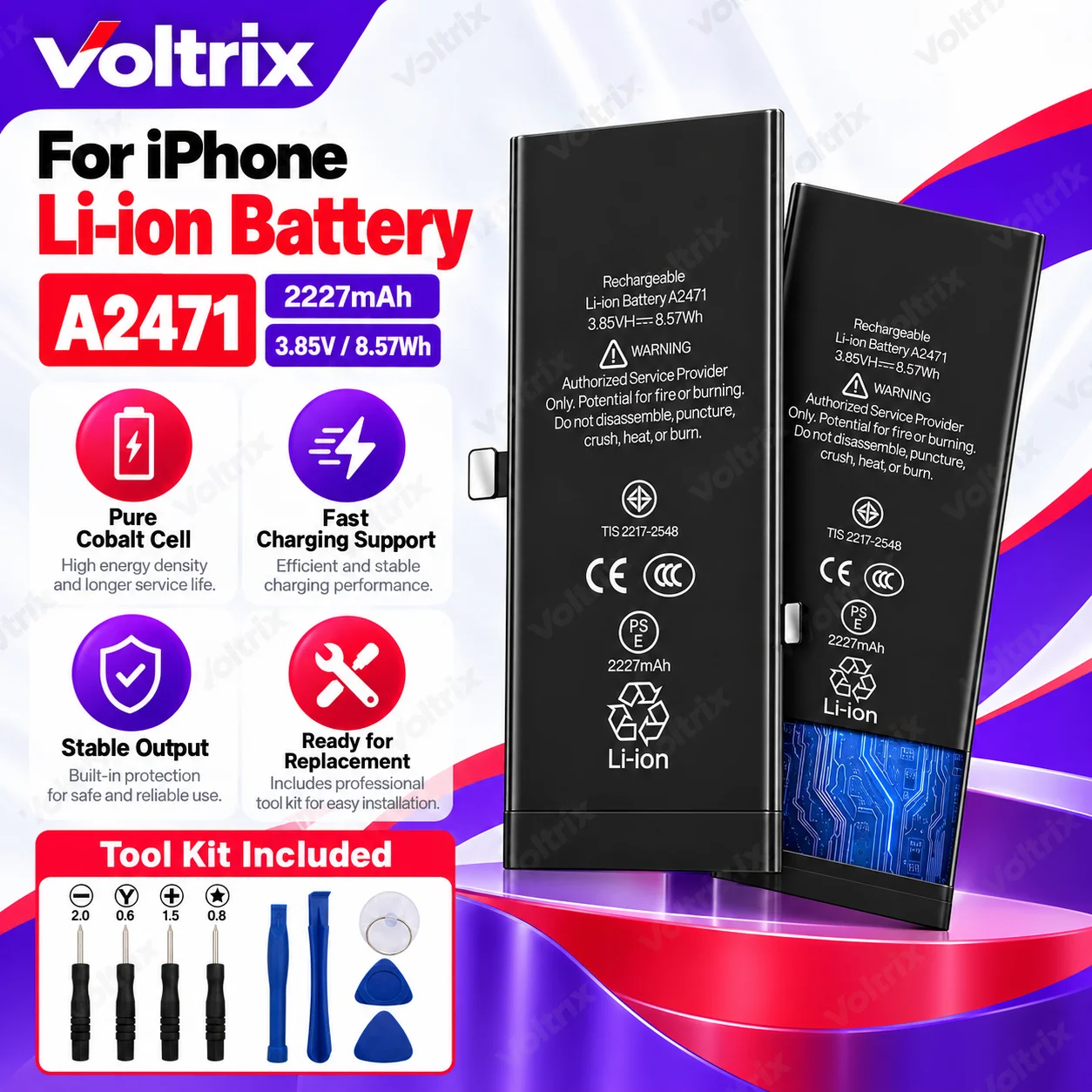High Capacity Replacement Phone Battery for iPhone X XR XS XS Max 11 12 Mini 13 14 15 16, Lithium Battery Wholesale