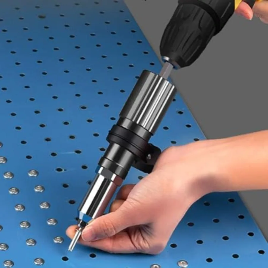 プロ仕様コードレスリベットガンツール（電動ドリル用アダプターキット付き）：自動車修理のための多用途リベット打ちソリューション