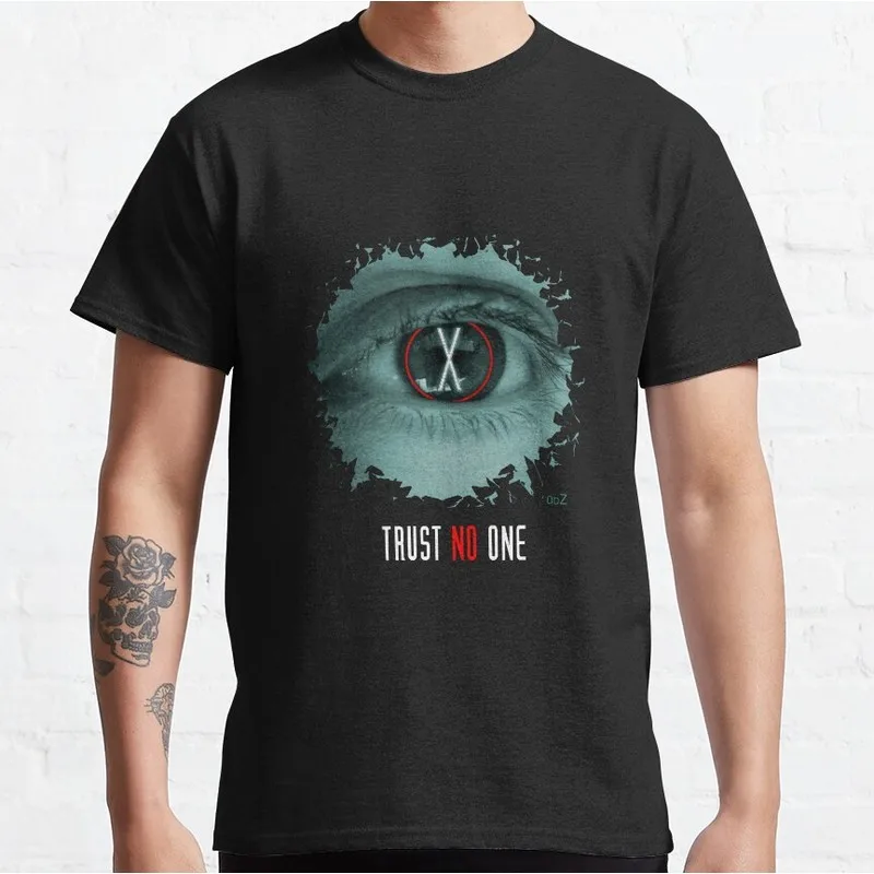X eyes trust no one Vintage Sci fi tv series The X Files Gift t shirt Retro Alien movie Graphic clothes All size tops S-6XL