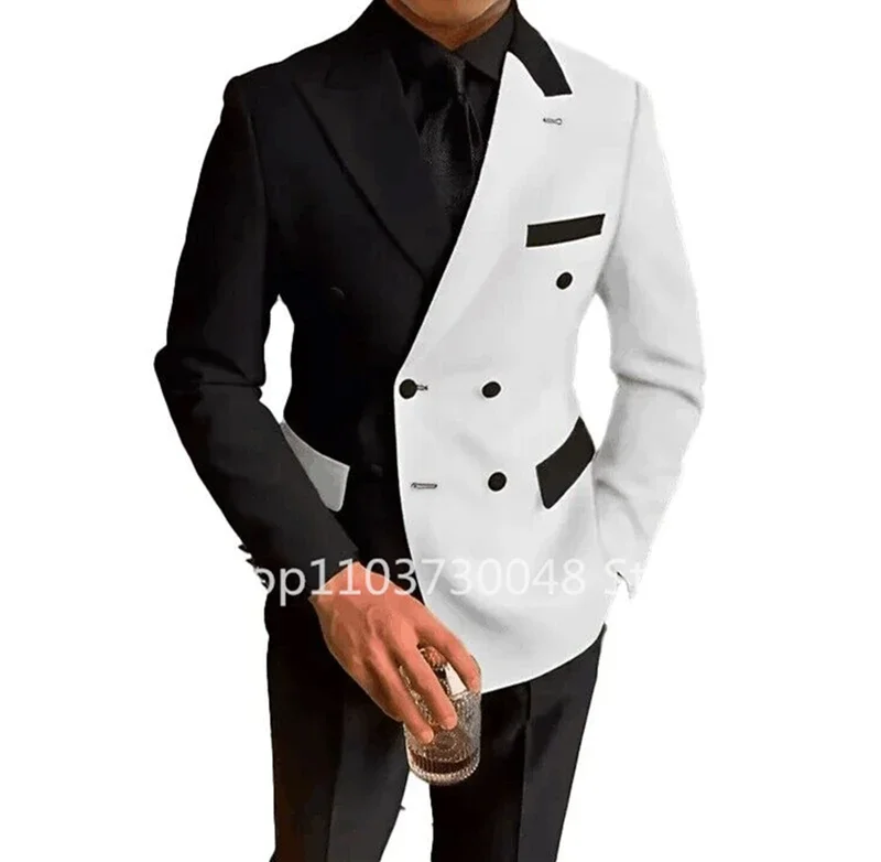 2 Piece Fashion Style Wedding Men Suits Slim Fit Peak Lapel Blazer Pants Formal Business Groom Wear Tuxedos Costume Homme