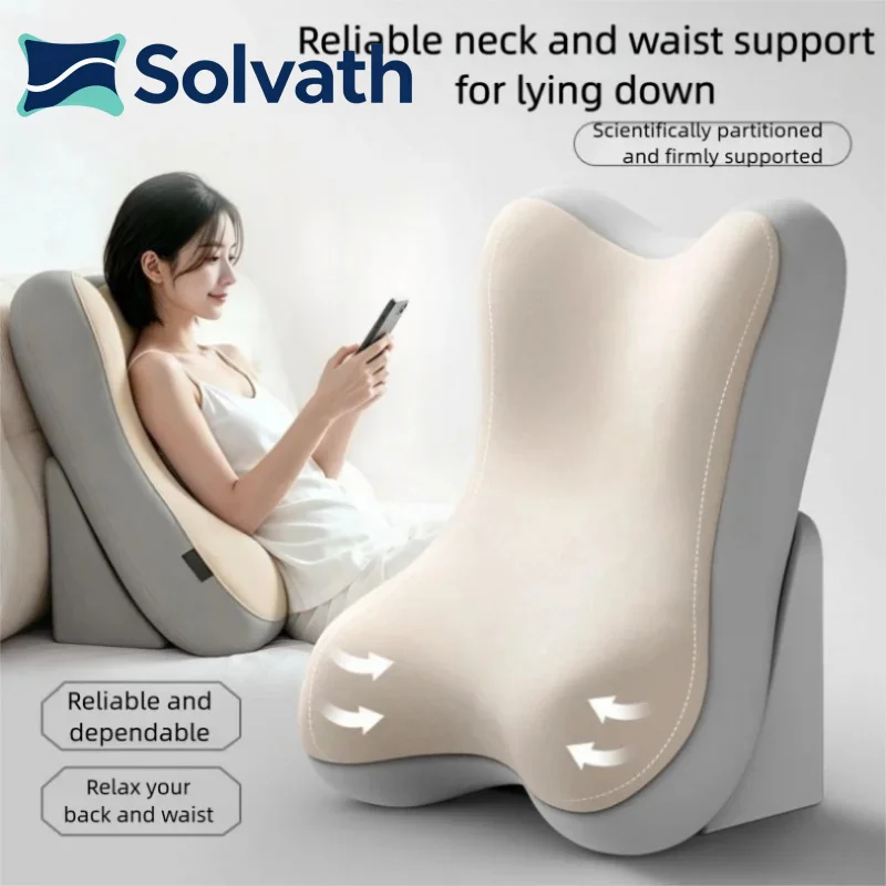 Solvath Ergonomic Bed Back Support Pillow Neck Lumbar Cushion for Reading Gaming Relax in Bedroom Sofa