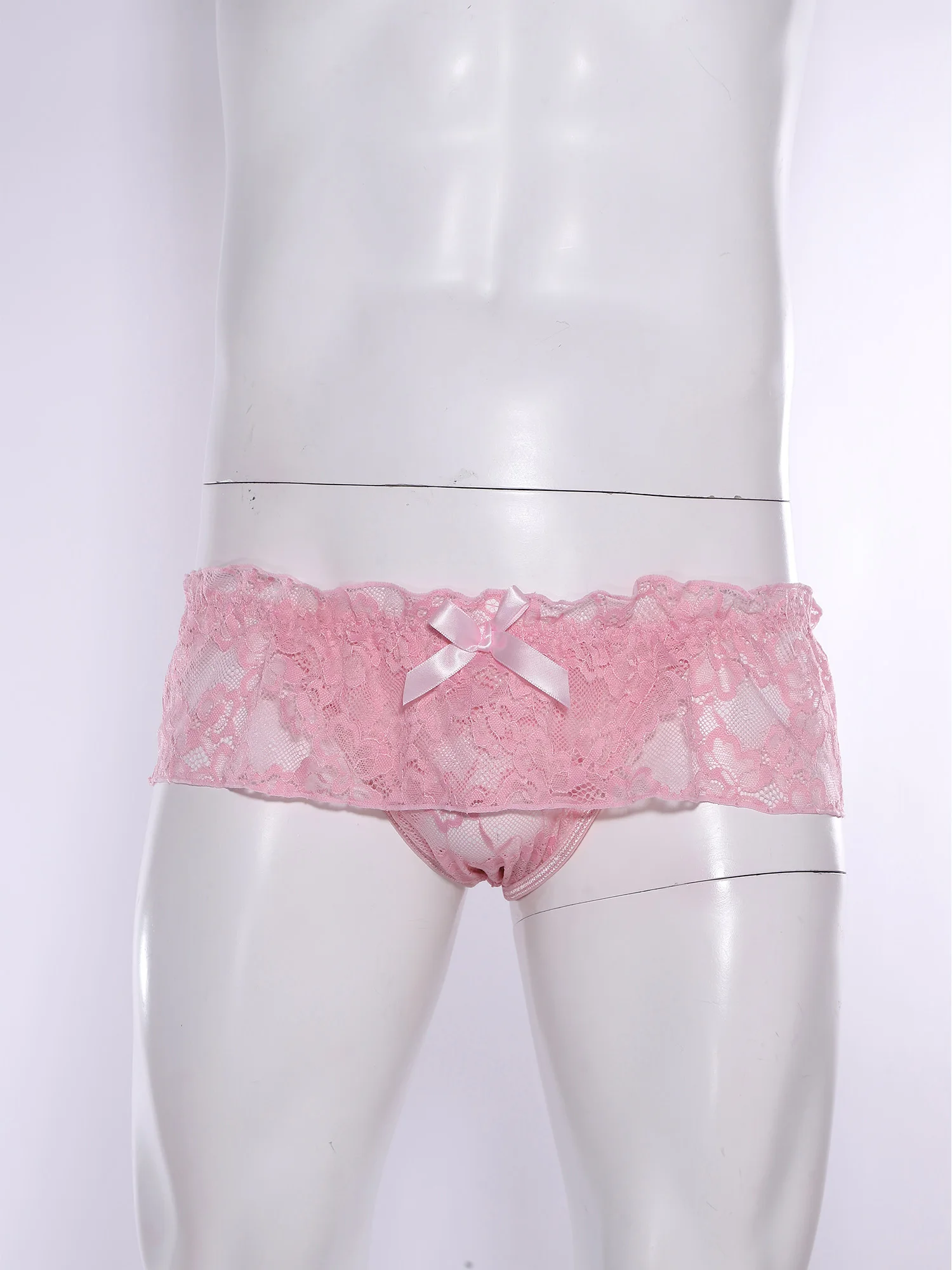 Men's Ruffled Lace Trim Cutout Crotch/Normal Crotch Panties