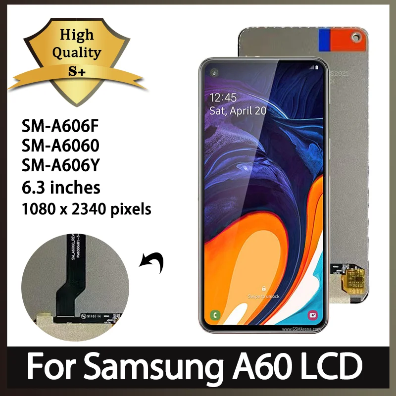 6,3-дюймовый ЖК-дисплей для Samsung A60 A606 SM-A606F, SM-A6060, SM-A606Y, замена преобразователя сенсорного экрана в сборе