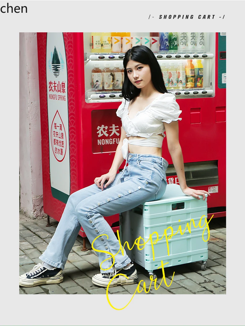 YXY Grocery Cart Portable Folding Shopping Cart Small Pull Picnic Home Use Parcel Pickup Trolley