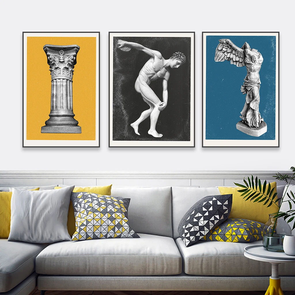 Abstract Bust of Artemis Statue Poster Modern Pop Street Art Prints Greek Mythology God Sculpture Canvas Painting Classical Art