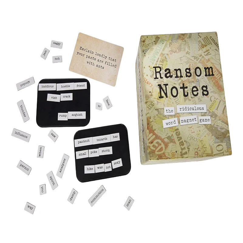 Ransom Notes - Zabawna gra magnetyczna dla dorosłych, 3+ graczy, Ransom Notes i pierwsze karty rozszerzeń