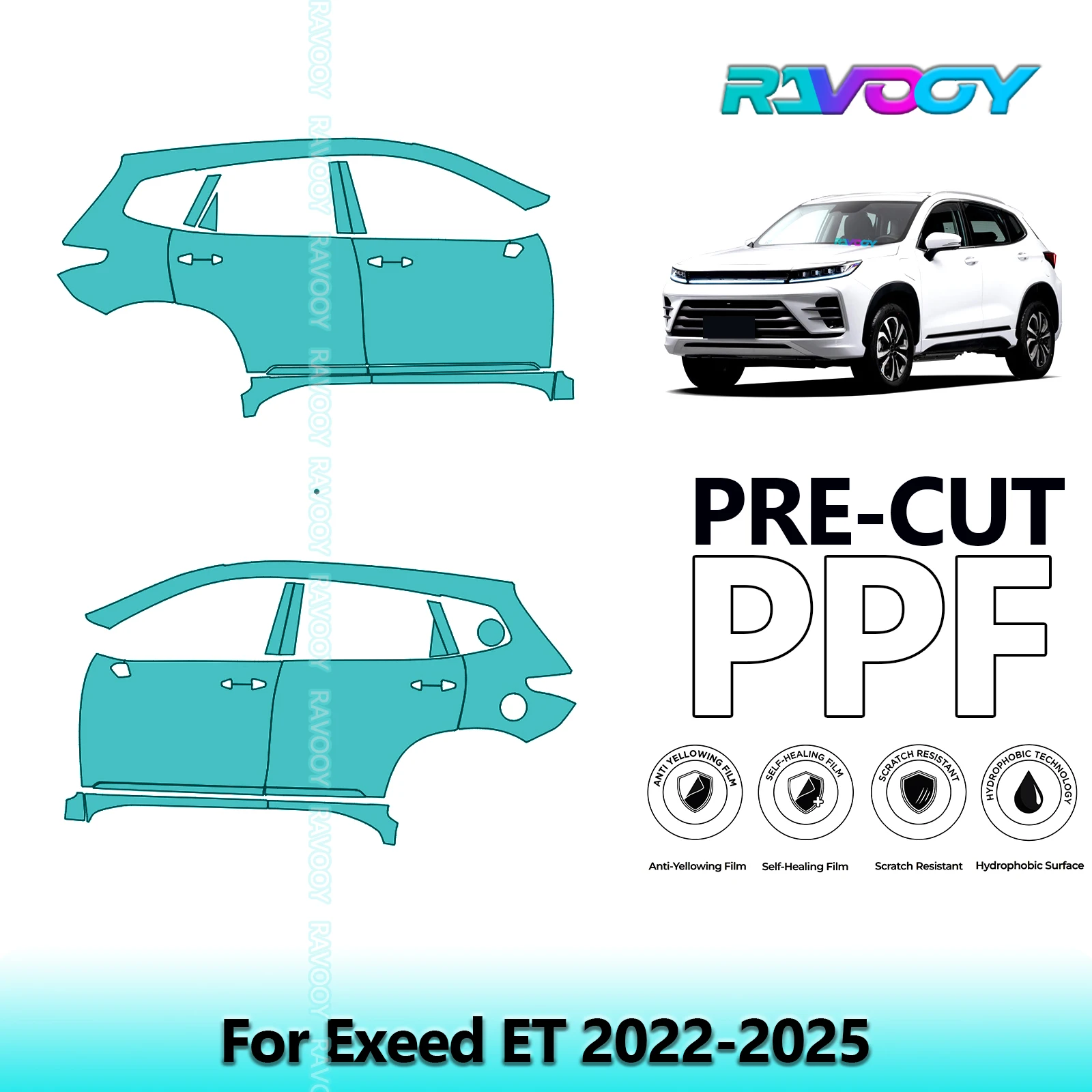 

For Exeed ET 2022-2025 8.5mil Clear Matte Pre-Cut PPF Door & A/B Pillar Kit TPU Paint Protection Film Set