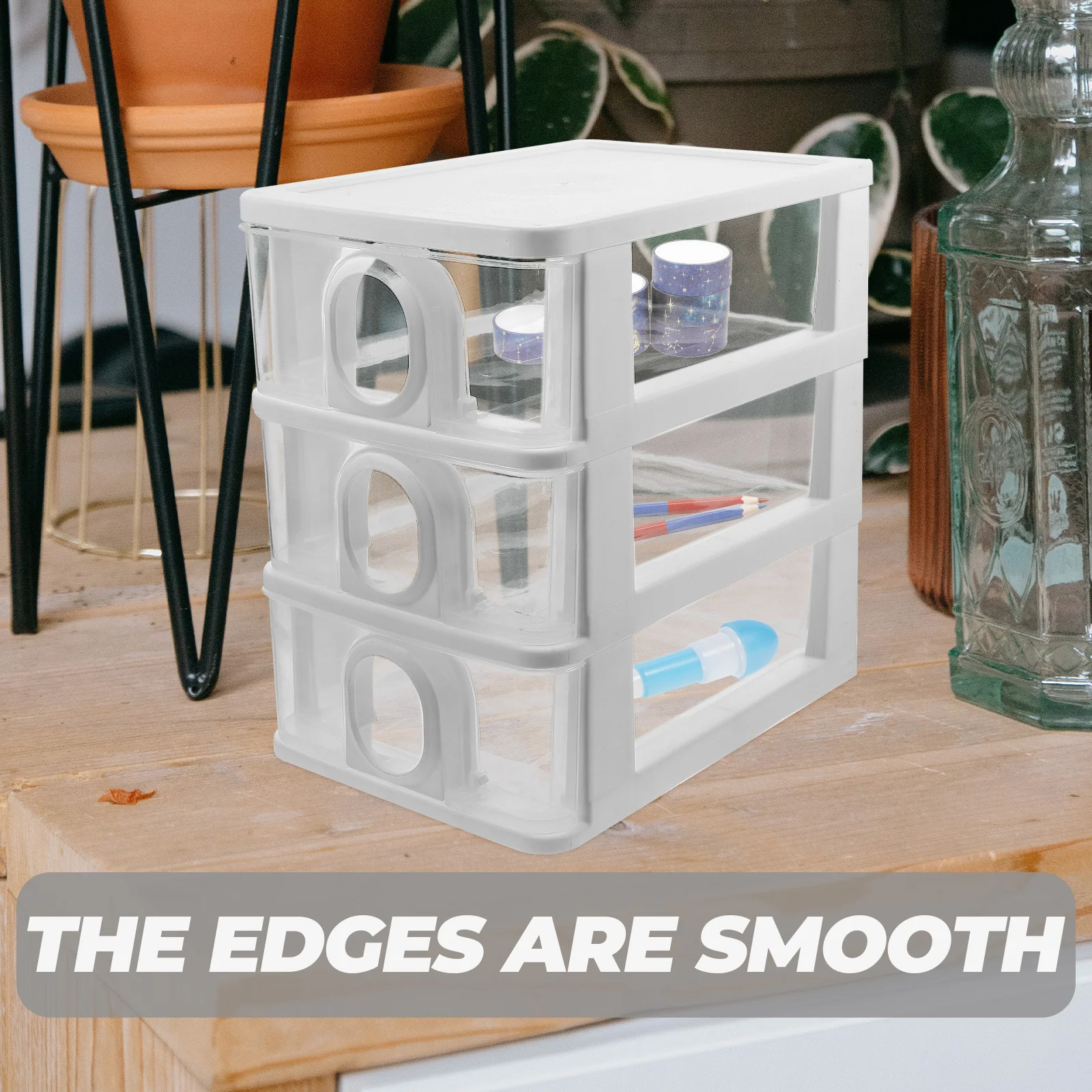 

Desktop Organizer 3-Layer Drawer Type Storage Case Sundries Makeup Storage Box Practical Organizer for Home