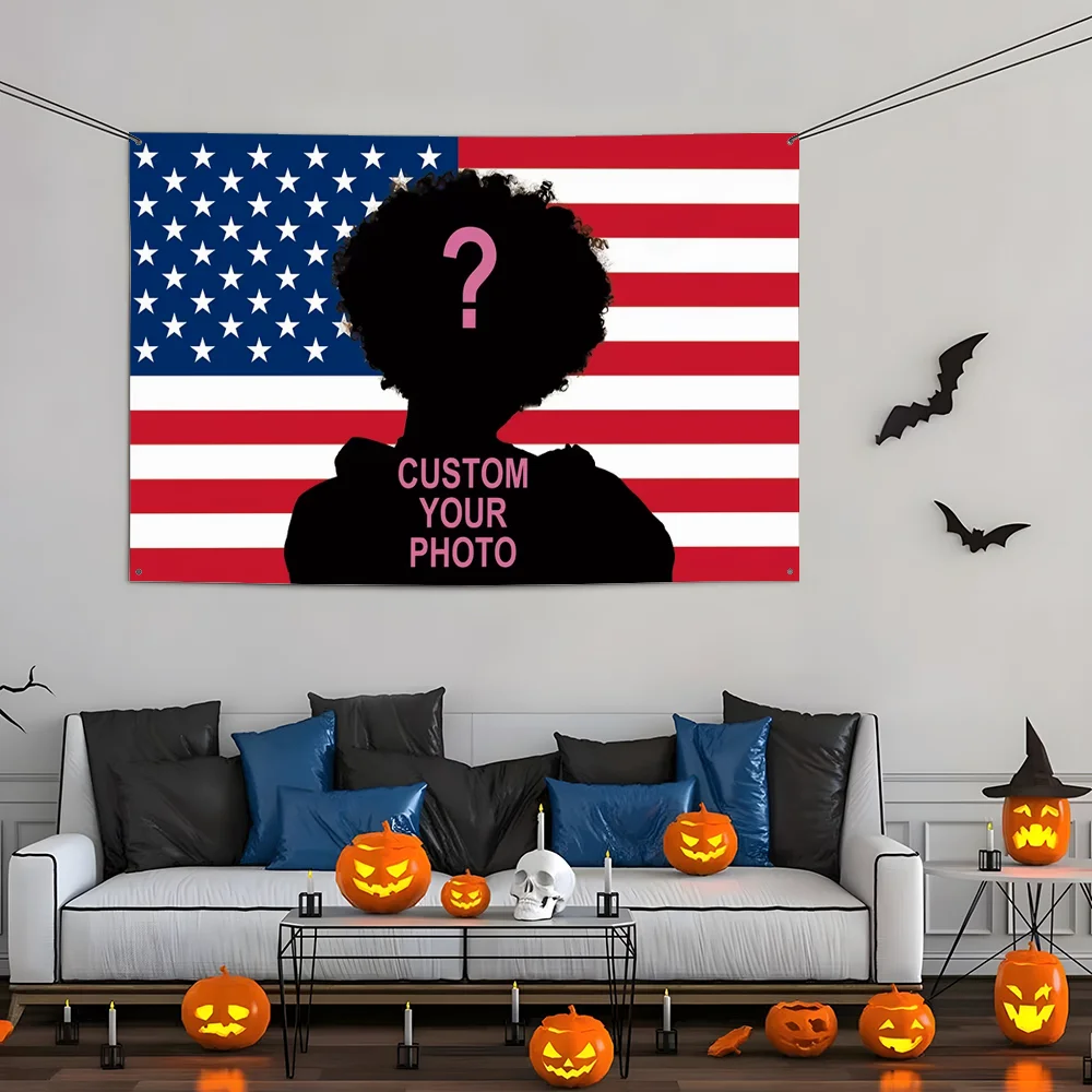 

DIY Your Photo Customer Picture America Flag Home&Garden Outdoor Microfiber Printed Decoration Background Art Flag Banner