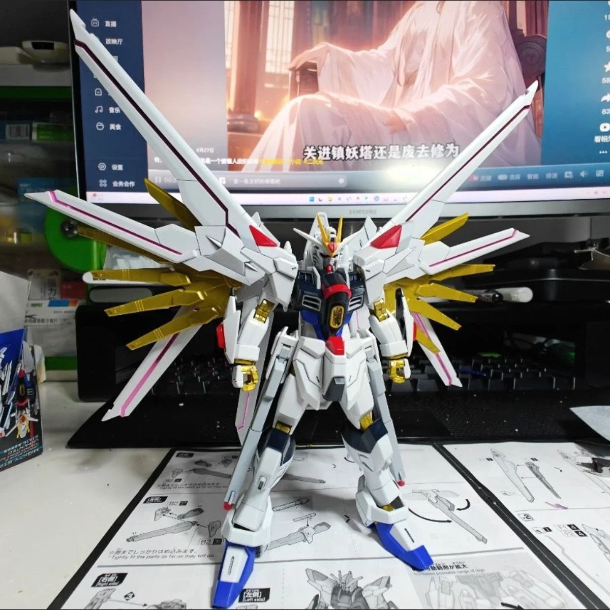 Bandai HG 1/144 SEED FREEDOM Mighty Strike Freedom Mobile Suits Anime Figures Desktop Ornament Gunpla Assembled Model Kit Toys