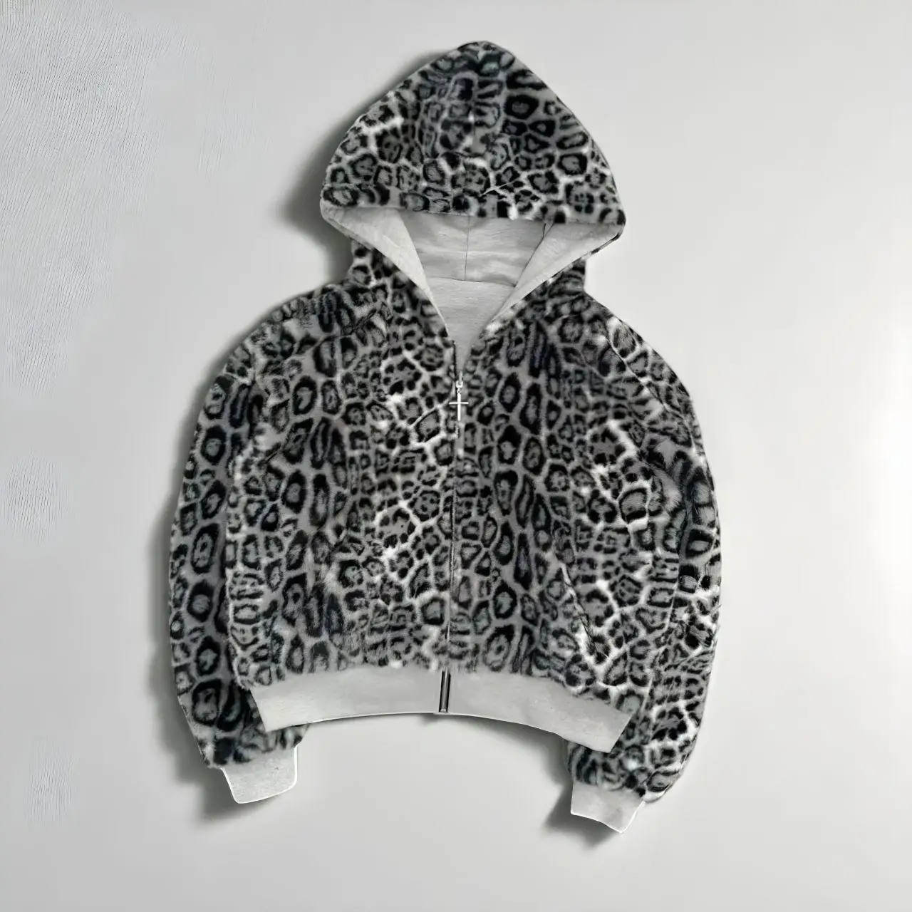 Marcelo✨ Black Marcelo Miracles Hoodie Cross Detail Fur Lining Comfortable