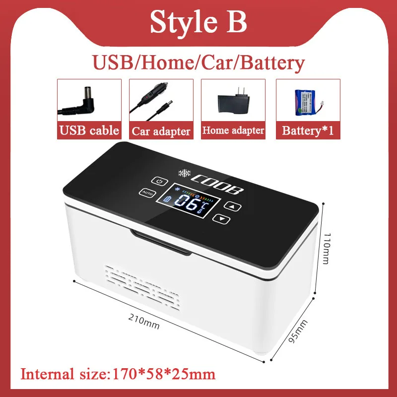 Car Portable Refrigerated Box Cool Box Cooler For Drug Growth Hormone Interferon Insulin USB Charging Thermostat Mini Fridge