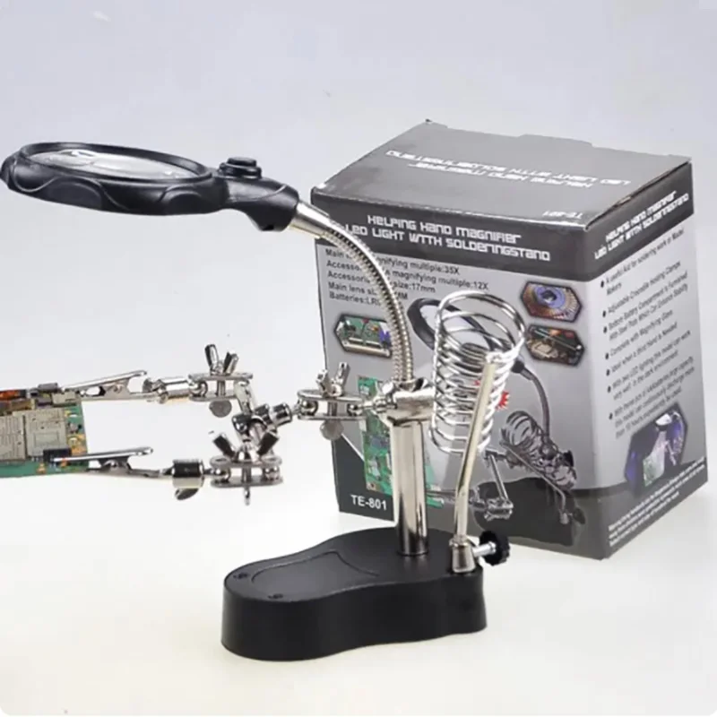 13.5X 12X Welding Auxiliary Clip Magnifier Electric Soldering Iron Circuit Board Welding Iron Magnifying Glass Bracket Tools 