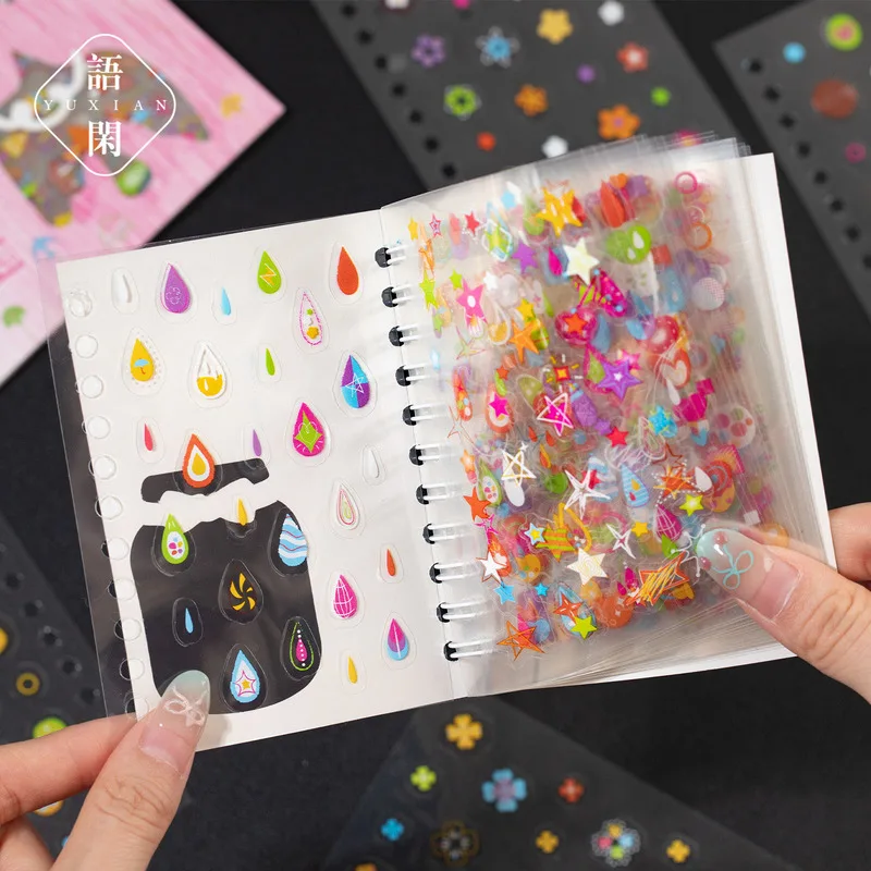 

2 Styles Color Garden Sticker Books Cute Cartoon Dopamine Line Love Diy Handbook Decoration Label Stickers Material