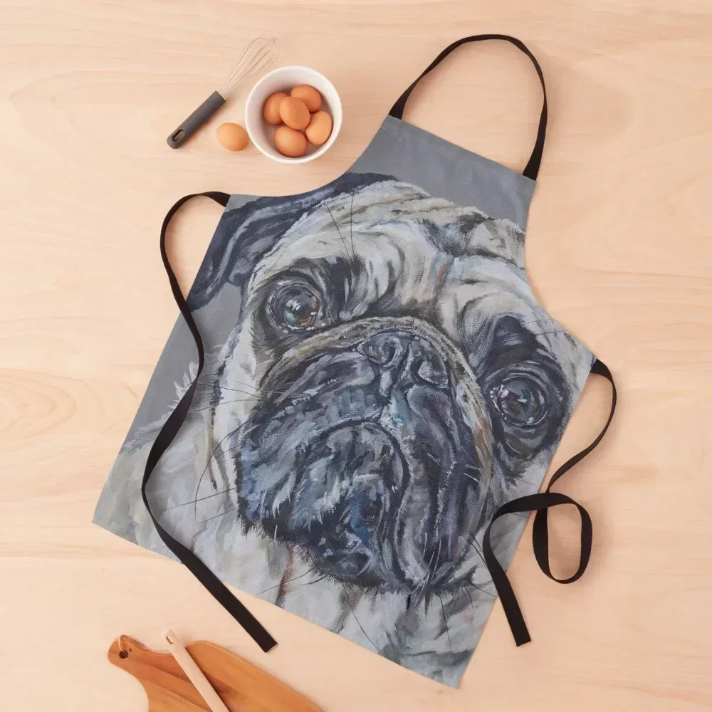 

Pug Hug. Pug dog painting art by award-winning UK artist Sam Fenner Apron Chef Uniform Christmas gift Apron