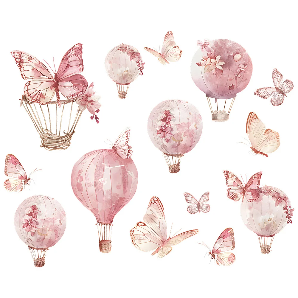 Butterfly Balloon Vinyl Tile Child Wall Sticker For Girl Room Kids Room Decor Bedroom Accessories Wall Decor Adhesive Wallpaper