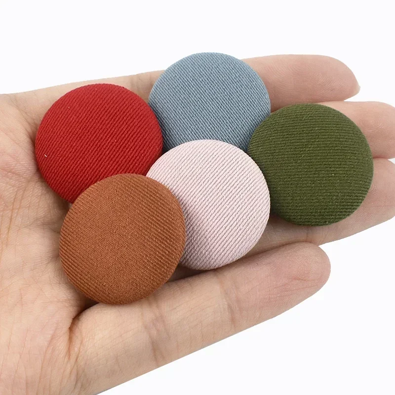 30Pcs 11-30mm Colorful Metal Round Cloth Covered Button Sewing Buttons for Clothing Decorative Buckle Needlework Accessories