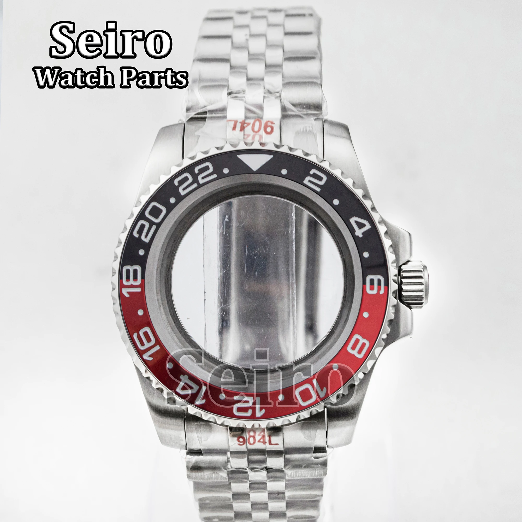 สาย NH35สแตนเลส40มม. สีเงิน10ATM กระจกแซฟไฟร์กันน้ำสำหรับนาฬิกา NH36 NH34 GMT