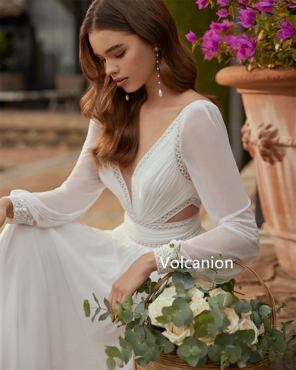 Abiti lunghi con scollo a V a trapezio con pieghe in chiffon personalizzati Occasioni su misura da sera Squisito semplice di alta qualità