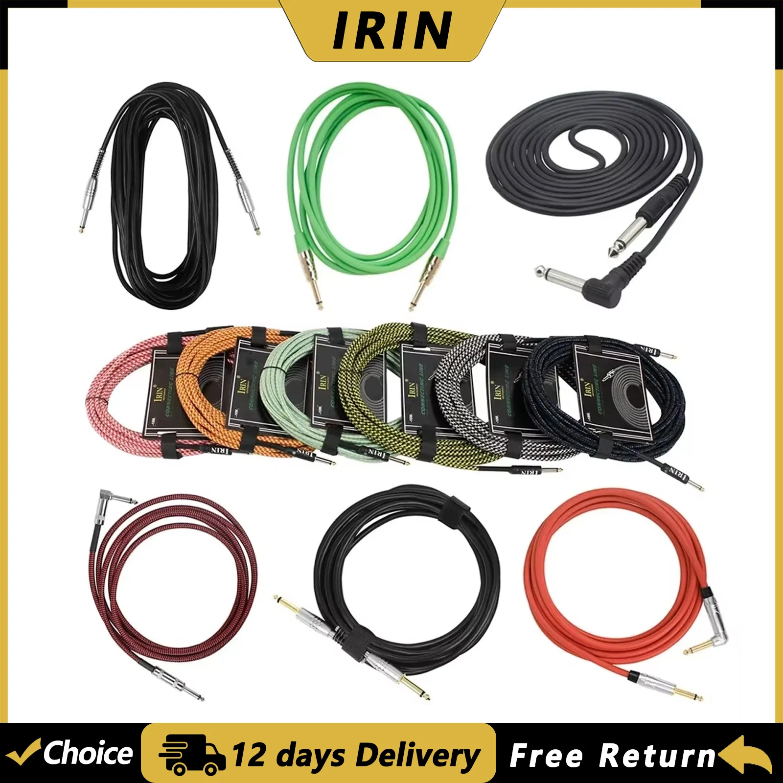 IRIN Guitar Cable Wire Cord 3/6/10M Jack Line Amp Connection Cable Audio Cable Noise Reduction Line Guitar Parts Accessories