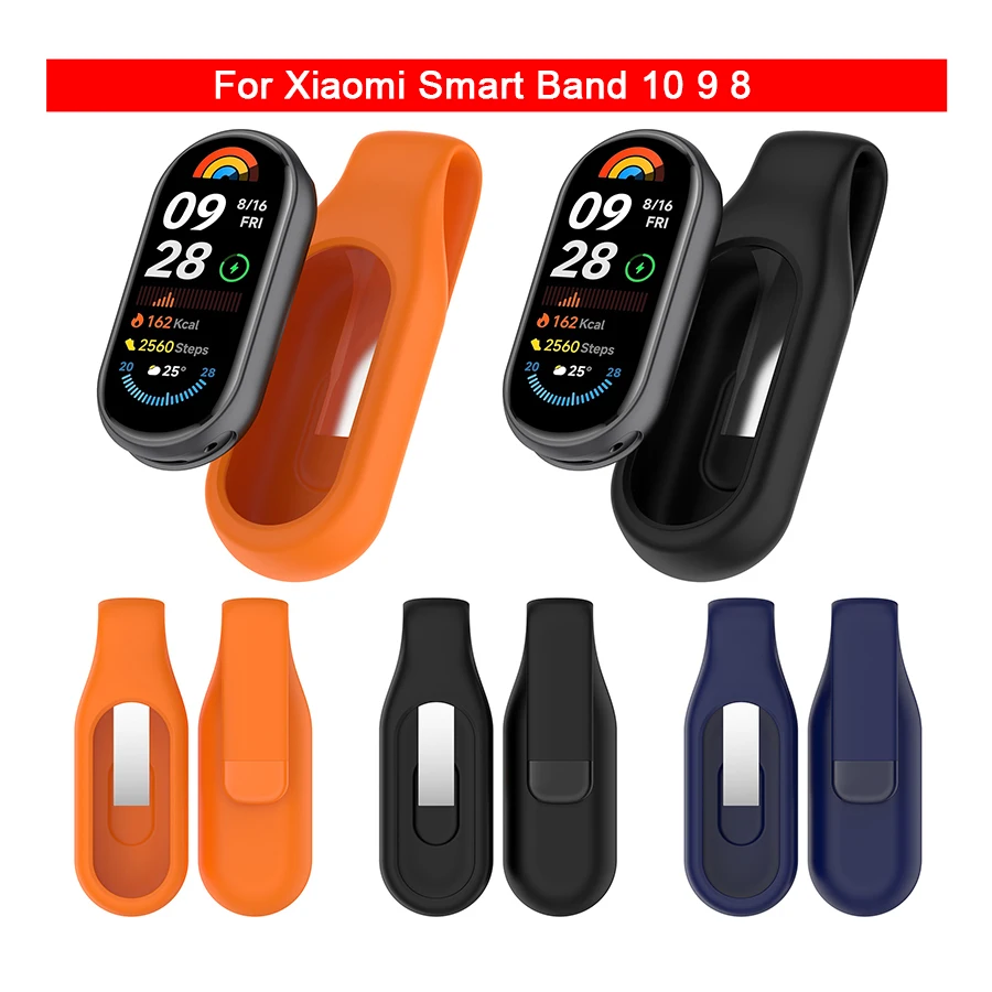 Soft Silicone Case For Xiaomi Smart Band 10 9 8 Portable Clip Buckle Holder TPU Shockproof Casing for MiBand 10 Sport Cover