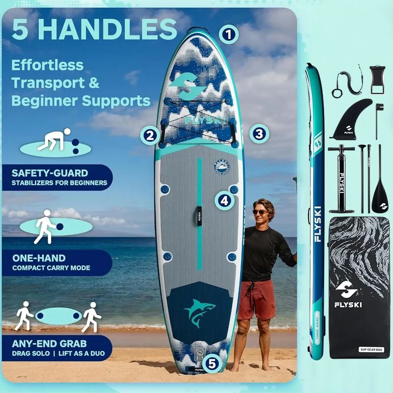 Eggory Tabla de Paddle Surf Inflable de 11' con Diseño de Madera, Set ISUP con Soporte para Cámara, Capacidad de 330 lbs, Mochila, Bomba y Cubierta Antideslizante