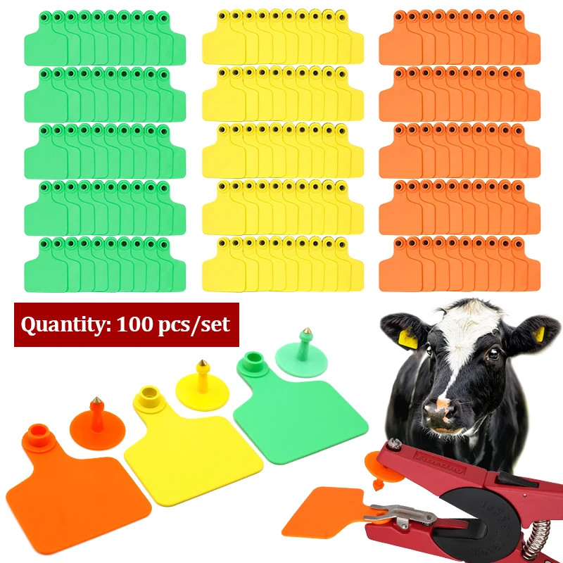 

100 шт. Ушные бирки для коров, крупного рогатого скота, знаки без слова, бирки для ушей, Медная головка, серьги, «сделай сам», шаблон, идентификационная карта для животных на ферме