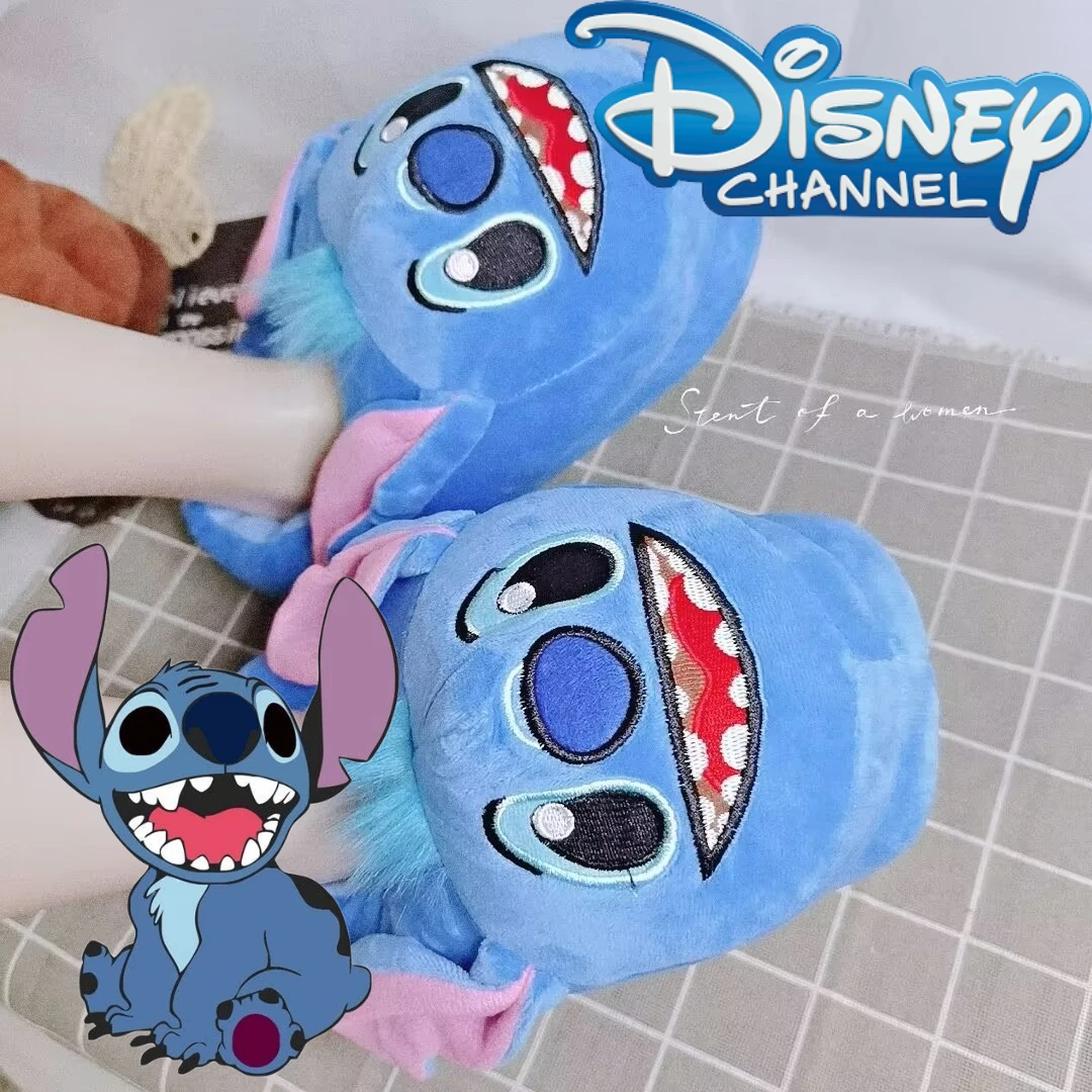 

Disney Stitch Plush Slippers Full Pack Warm Cotton Shoes Kawaii Thickened Non-slip Pp Cotton Stuffed Gift for Couples At Home