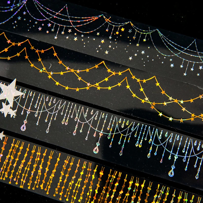 TIANZI 2 m Rolle Lampenlicht-PET-Klebeband, niedlicher literarischer INS-Stil, Journaling-Aufkleber, kreative DIY-Milchcollage, ästhetisches Briefpapier