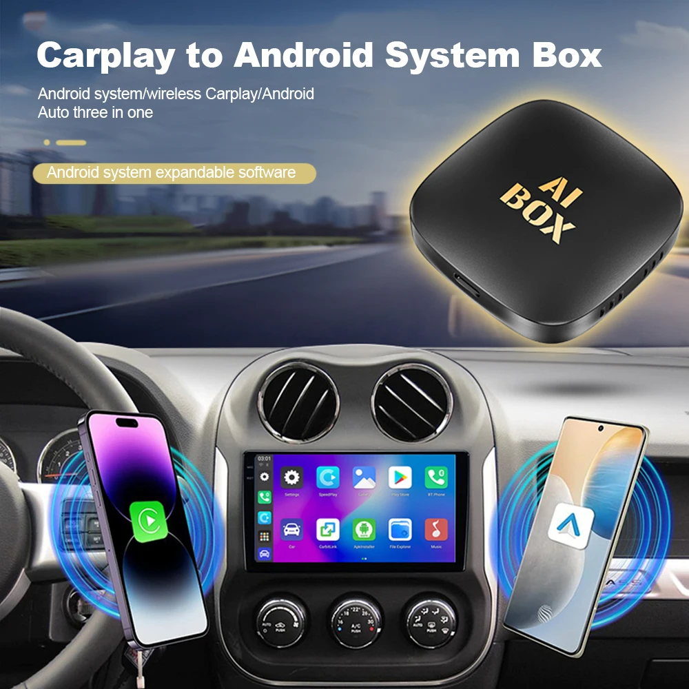 Android 13 Ai Box Wired to Wireless Carplay Android Auto Adapter WiFi For Youtube Nexflit Cars Smart Ai Box For Havel Kia Volvo