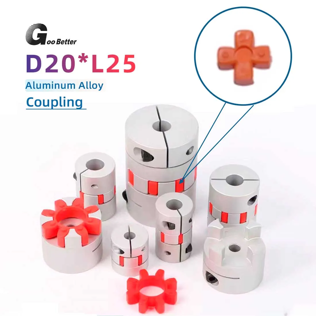 D20*L25 Elastic Coupling  CNC Shaft Coupler Flexible Plum Spider Jaw Coupling Stepper Motor 4~10mm