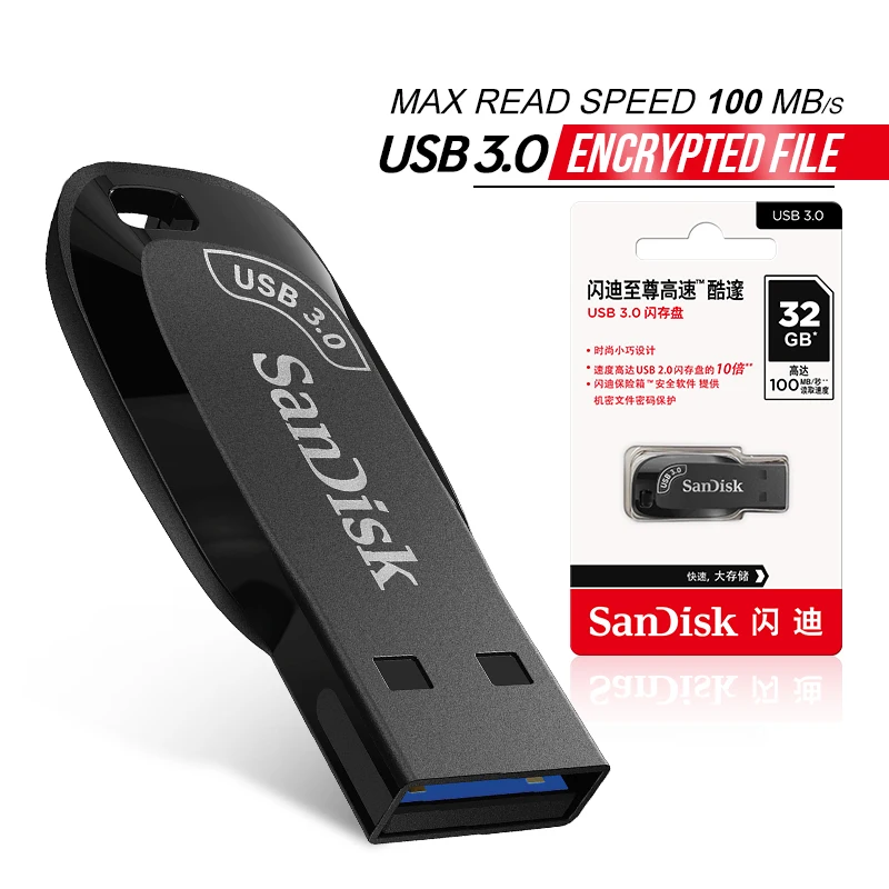 USB3.0 Flash Drive 32GB 64GB 128GB 256GB CZ410 Ultra Shift 100MB/s Black Memory Stick U Disk Mini Pendrive For Computer