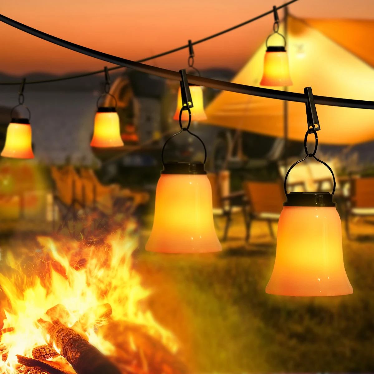 

2Pcs Solar Flame Light,Flickering Flame Lanterns Hanging Light