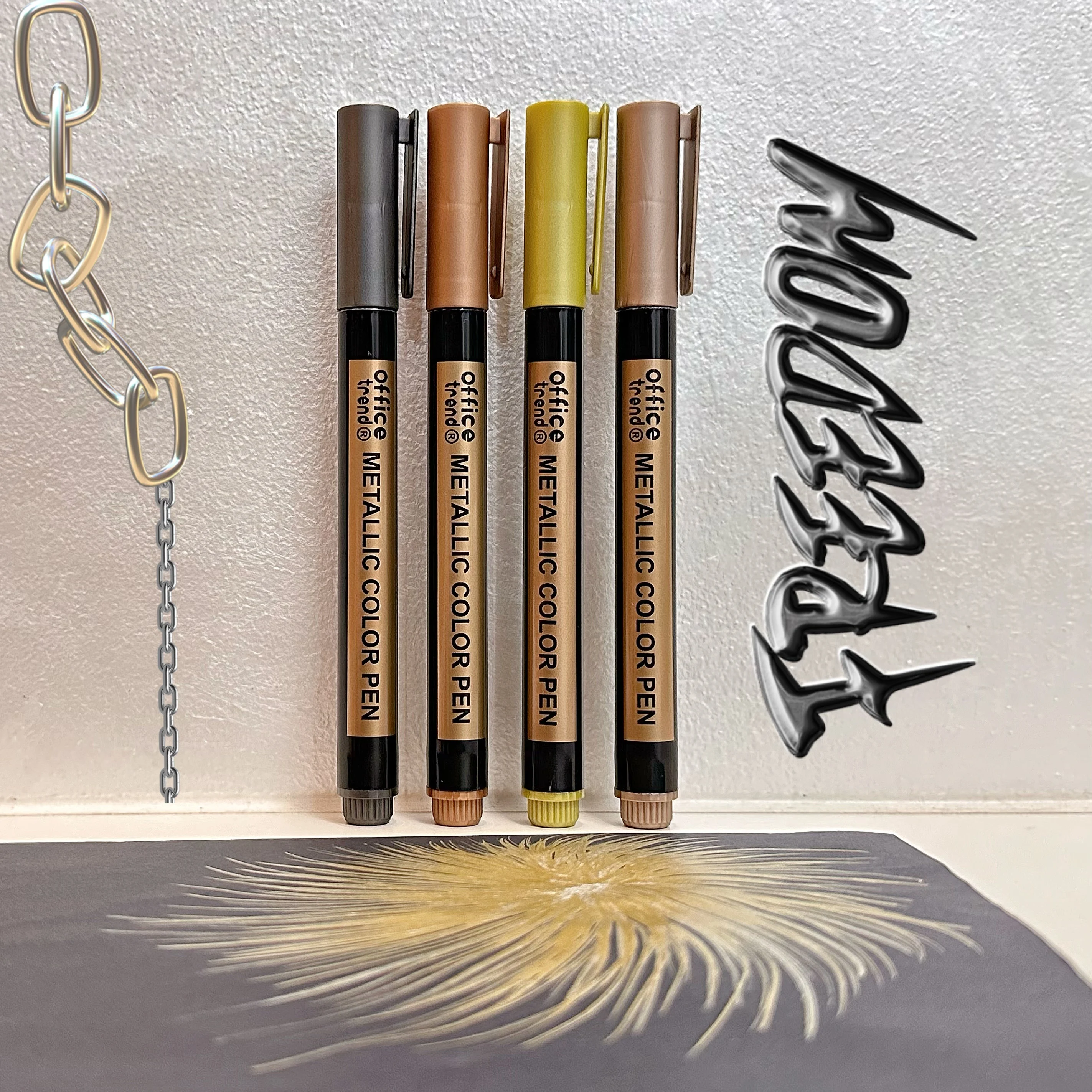 10 Stück Metallic-Marker in verschiedenen Farben – Farbstifte mit mittlerer Spitze für Kunststoff, Steinmalerei, Scrapbooking und professionelle Kunst – Detail 2