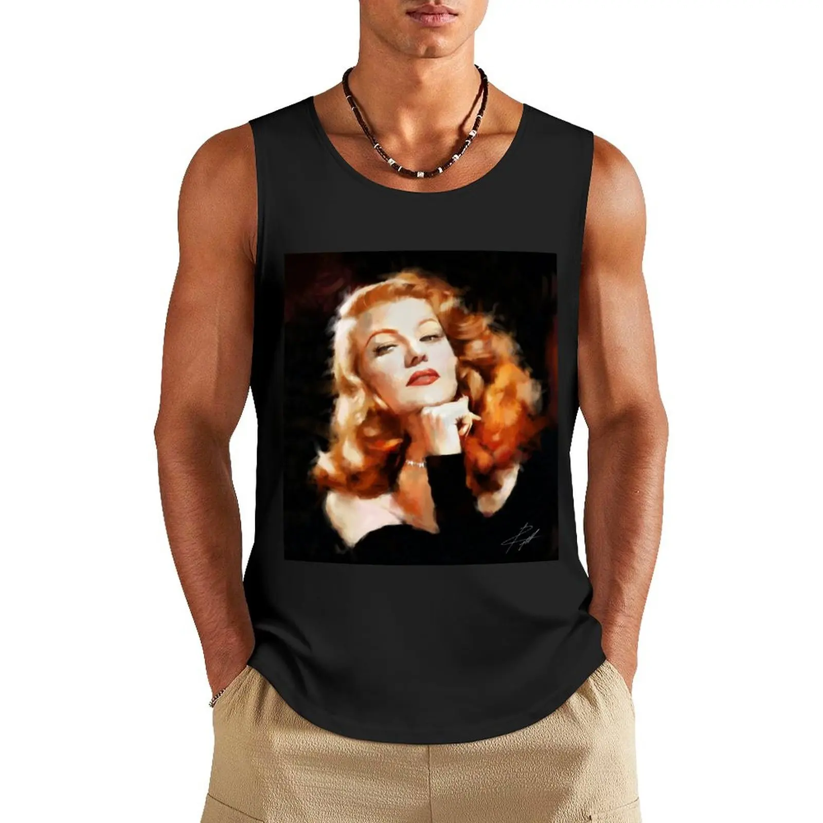 Rita Hayworth Tank Top sleeveless gym shirt man fitness men clothings Man summer clothes gym t shirt men