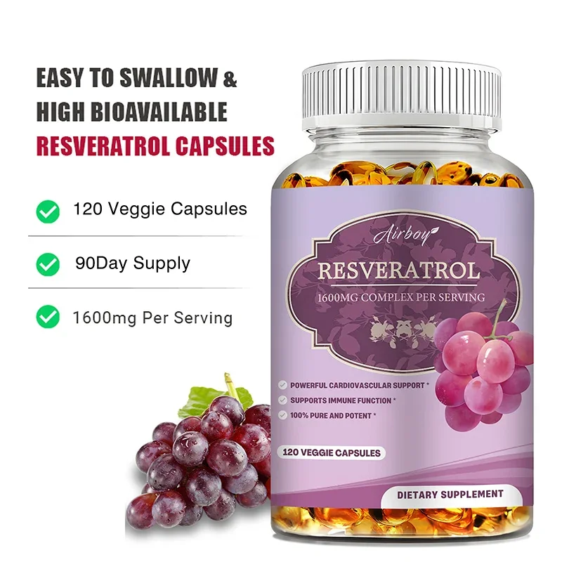 Resveratrol - Brightens Skin Tone, Antioxidant, Support Overall Health & Metabolism