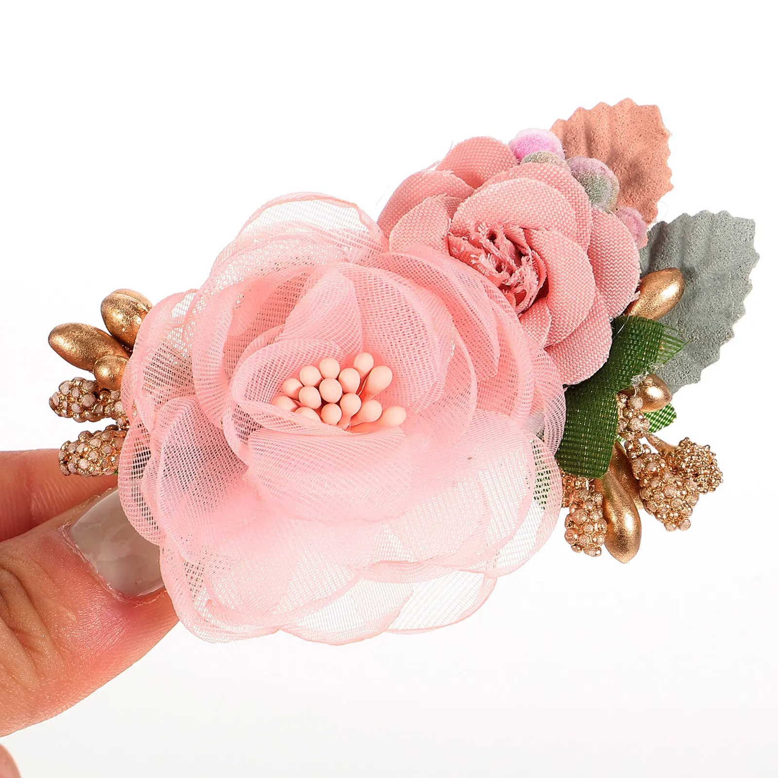 

3Pcs Artificial Flower Hair Clips for Premium Cloth Floral Headdress Wedding Party Photo Prop Elegant Faux Floral Hairpins