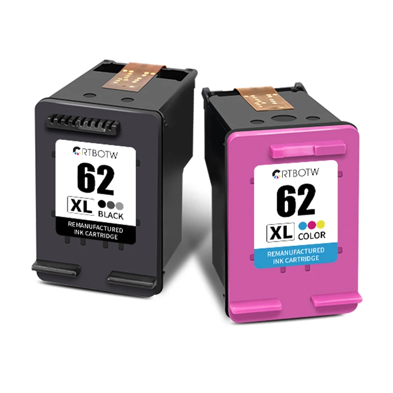 Cartouche d'encre reconditionnée 62XL pour imprimante HP 62 XL HP62, Compatible Envy 5540 5640 7640 5646 5541 5740 5742 5745 200 250