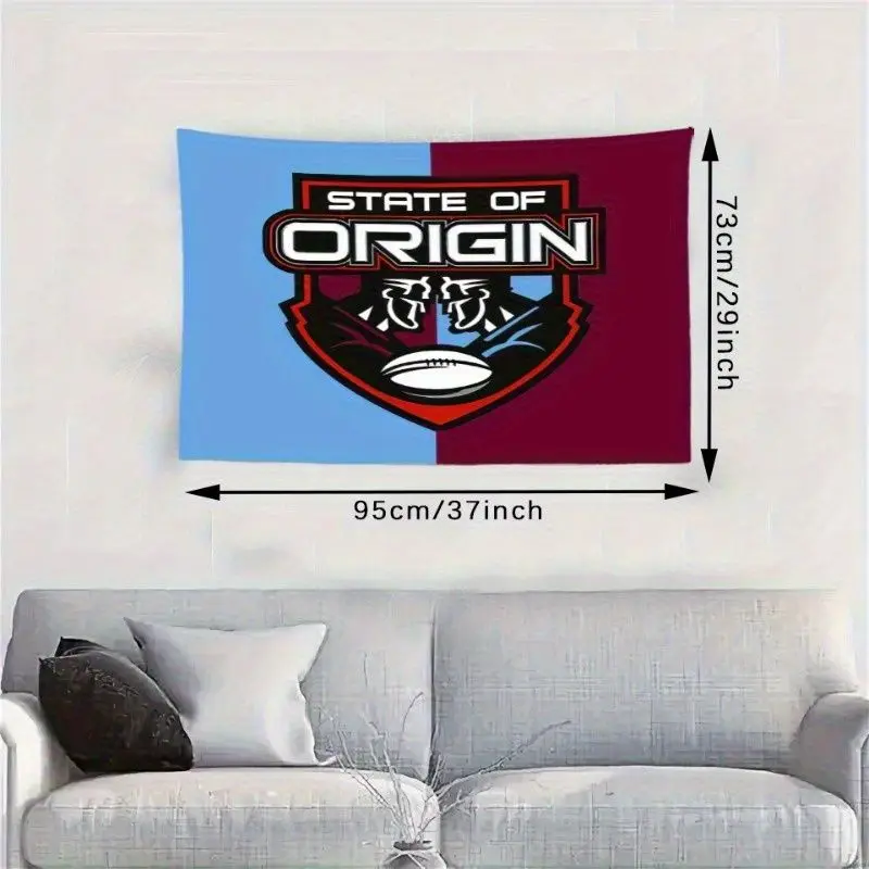 VIKAMA Queensland New South Wales Rugby Match Color blocked Tapestry Wall Hanging Home Decor for Bedroom Living Room Dorm