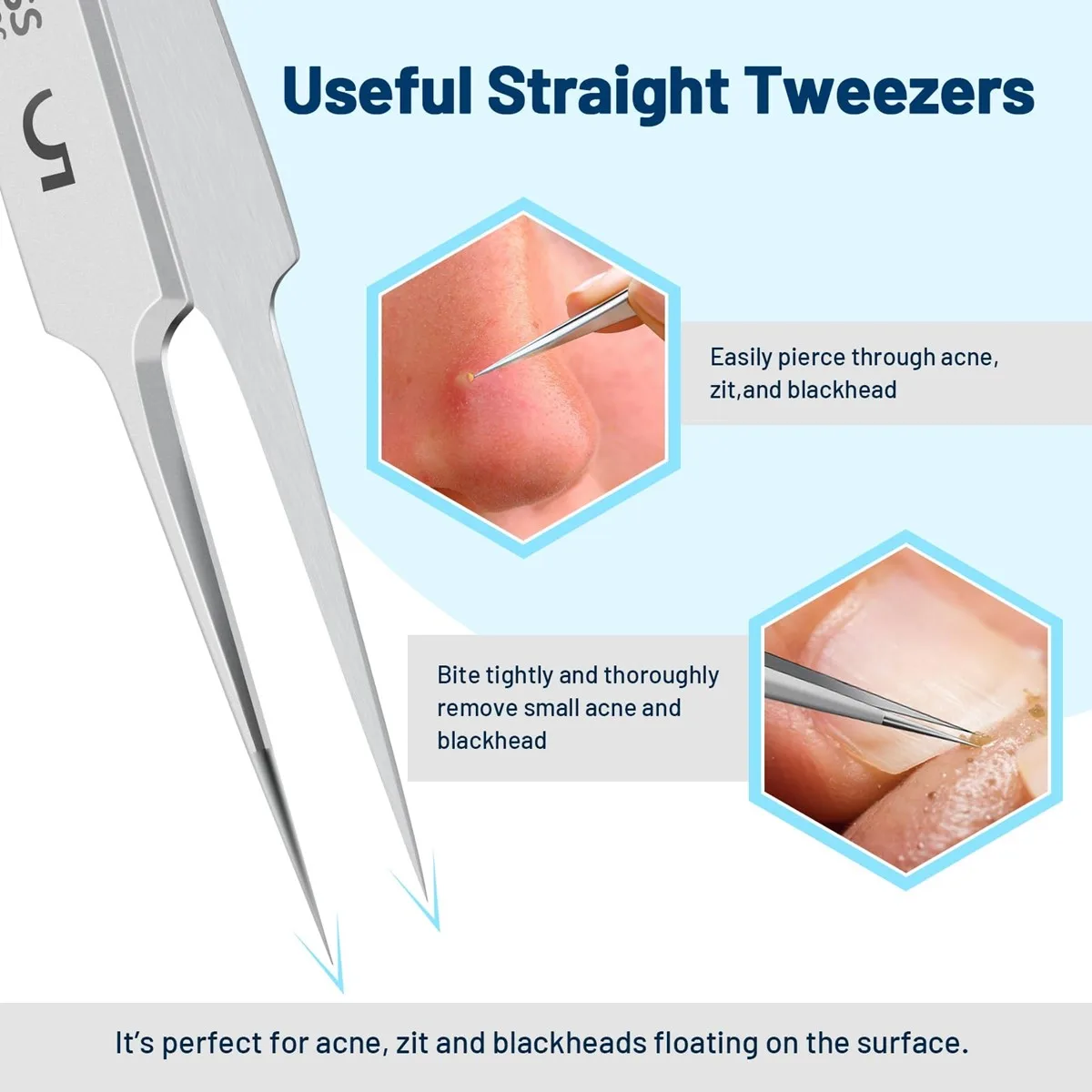 3Pcs Blackhead Remover Tweezers with Box,Ingrown Hair Tweezers, Precision Blackhead Pimple Extractor, Cell Clips Tweezers women