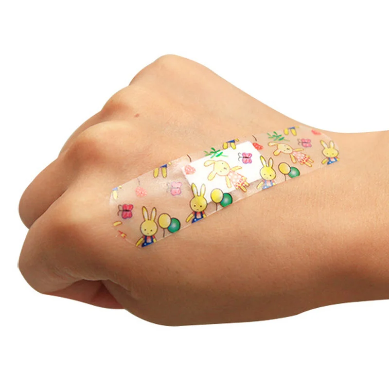 100pcs/set Cartoon Transparent Band Aid Waterproof Kawaii Wound Plasters Strips Curitas Skin Patch Woundplast First Aid Tape