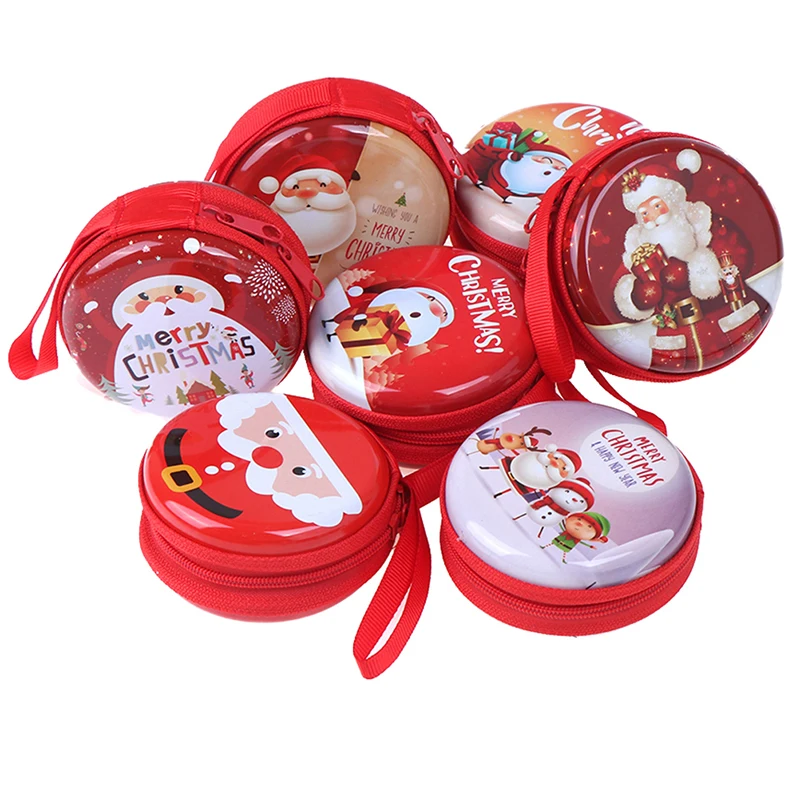 Xmas Christmas Candy Tin Box Candy Jar Iron Boxes Storage Coin Headphones Cans