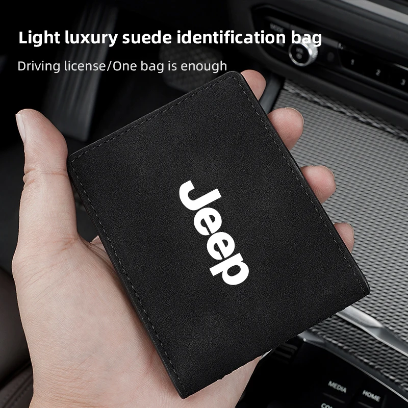 

Замшевая кожаная сумка для водительских прав, кошелек для документов вождения, кошелек для Jeep Renegade Compass Grand Cherokee Wrangler Patriot