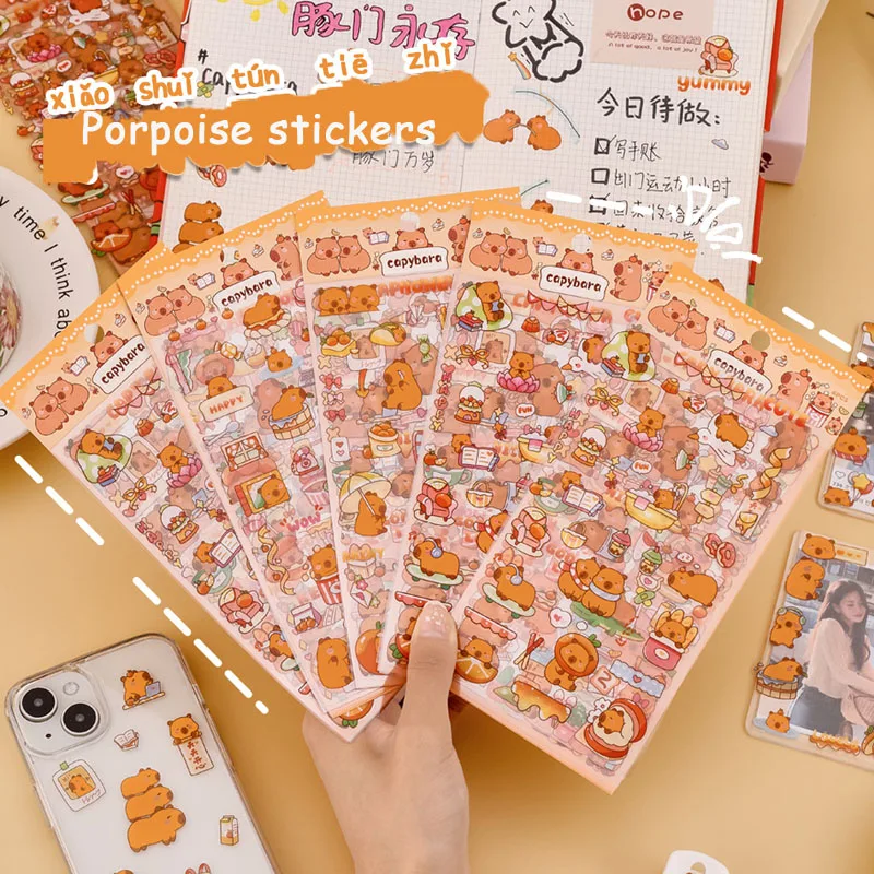 Kawaii 6 pcs Stickers Cute Cartoon Stickers Book Album Diary Decorative Stickers Scrapbooking Aesthetic Stationery Supplies