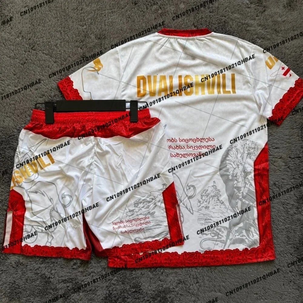 

Top Boxer MMA Octagonal Cage Merab Dvalishvili Tshirt Shorts Set Men Sports Training Running Set Speed drying Fighting Set