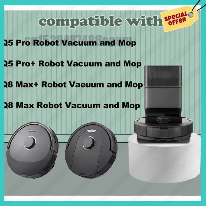 ABJZサイドブラシ、メインブラシ、Hepaフィルター、モップ、ダストバッグ交換用アクセサリー Roborock Q8 Max、Q8 Max+、Q5 Pro、Q5 Pro+、スペアパーツ